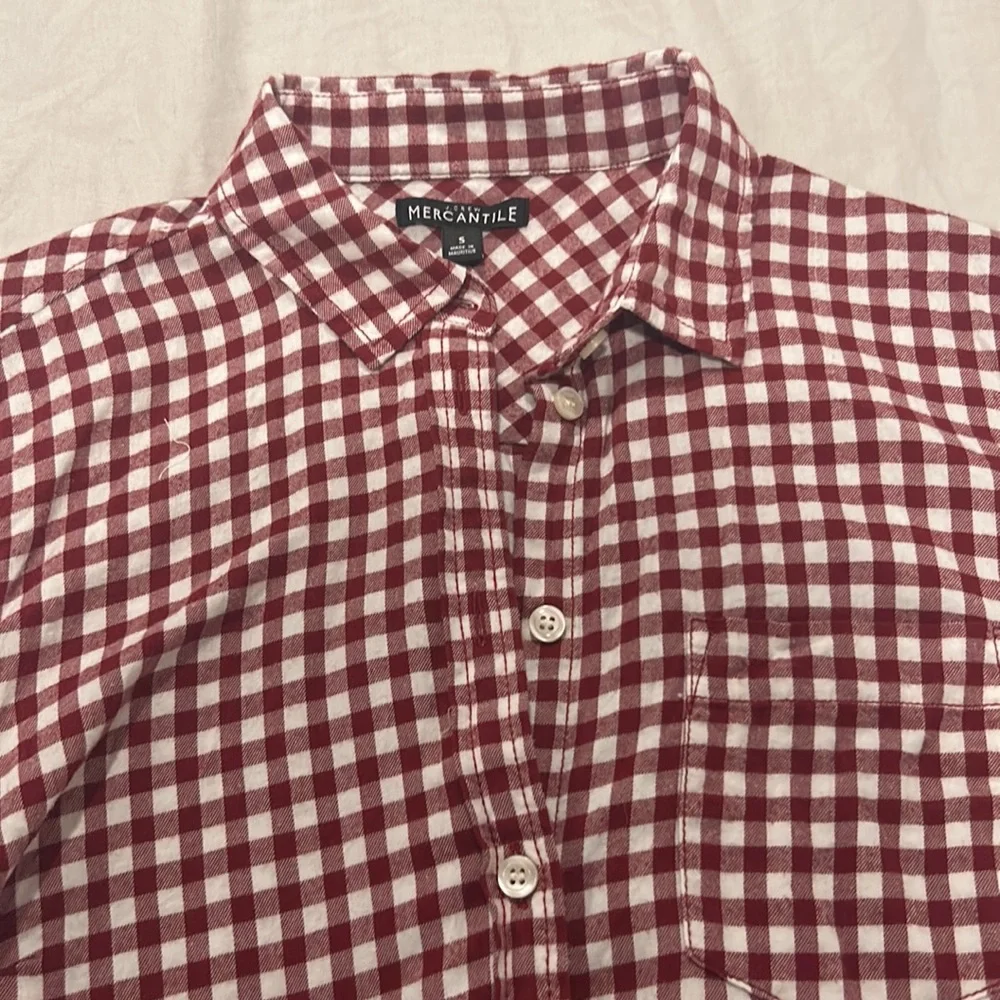J.Crew Mercantile Red soft gingham cotton button-Up Shirt size small